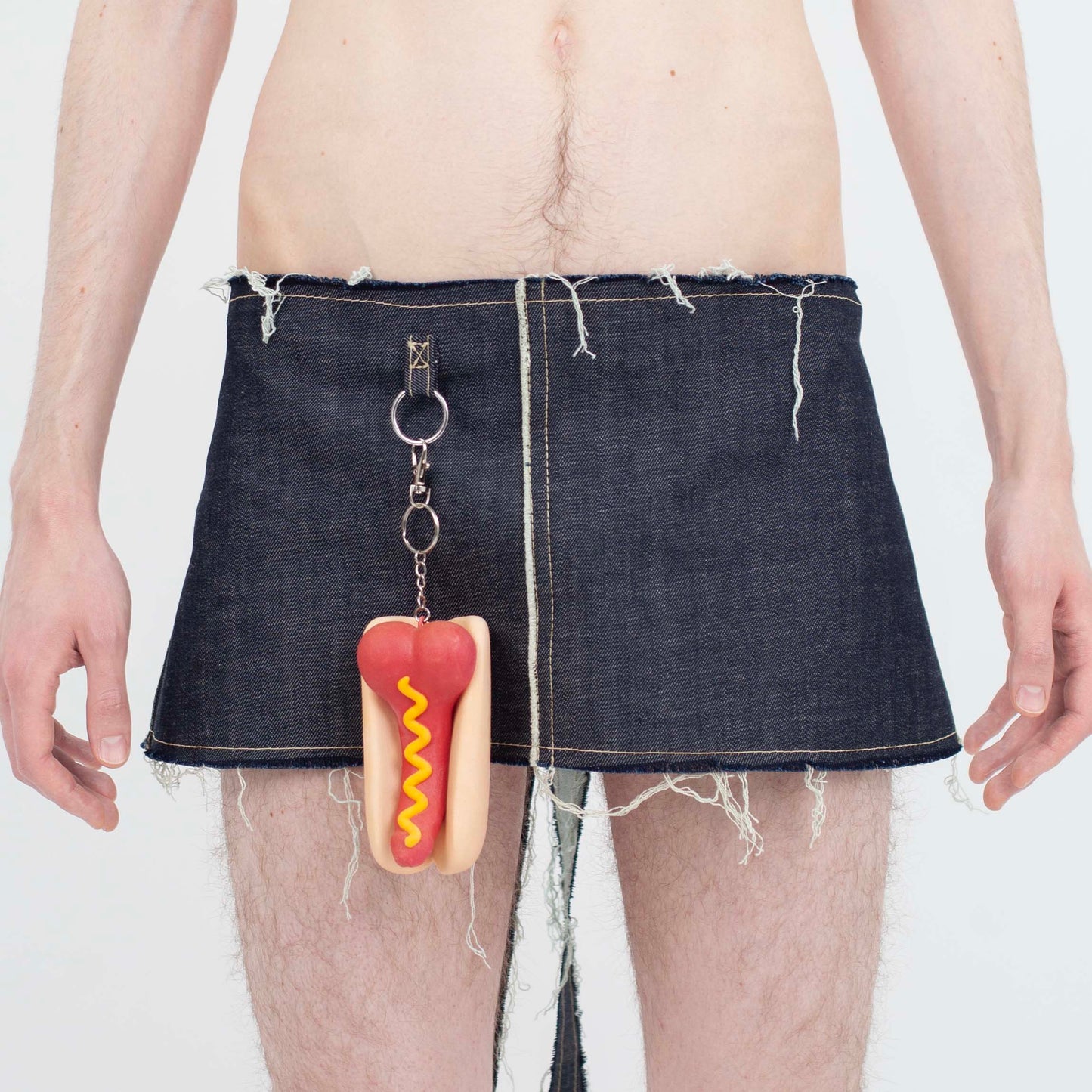 ASSLESS DENIM APRON SKIRT
