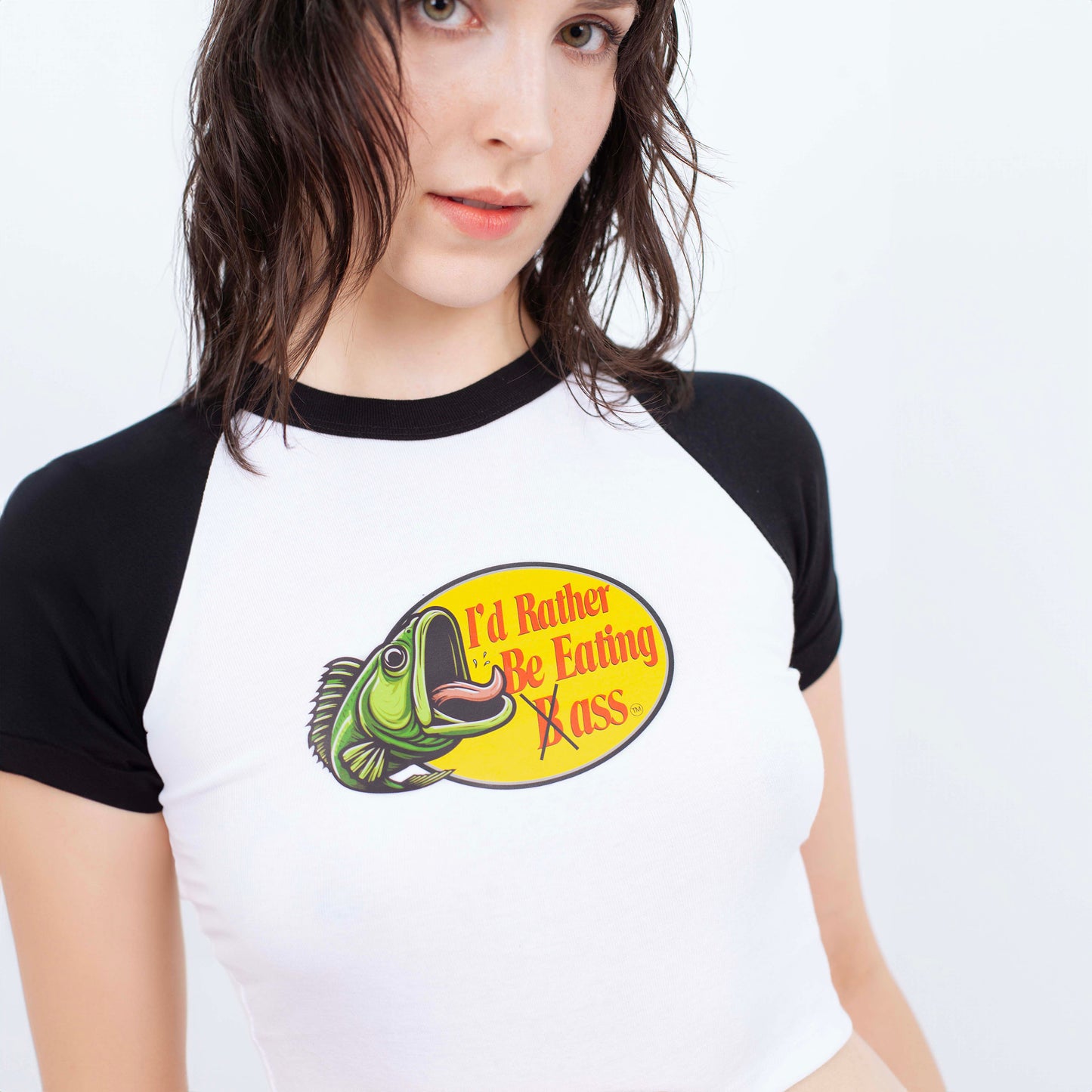 I'D RATHER BE EATING BASS CROP TEE