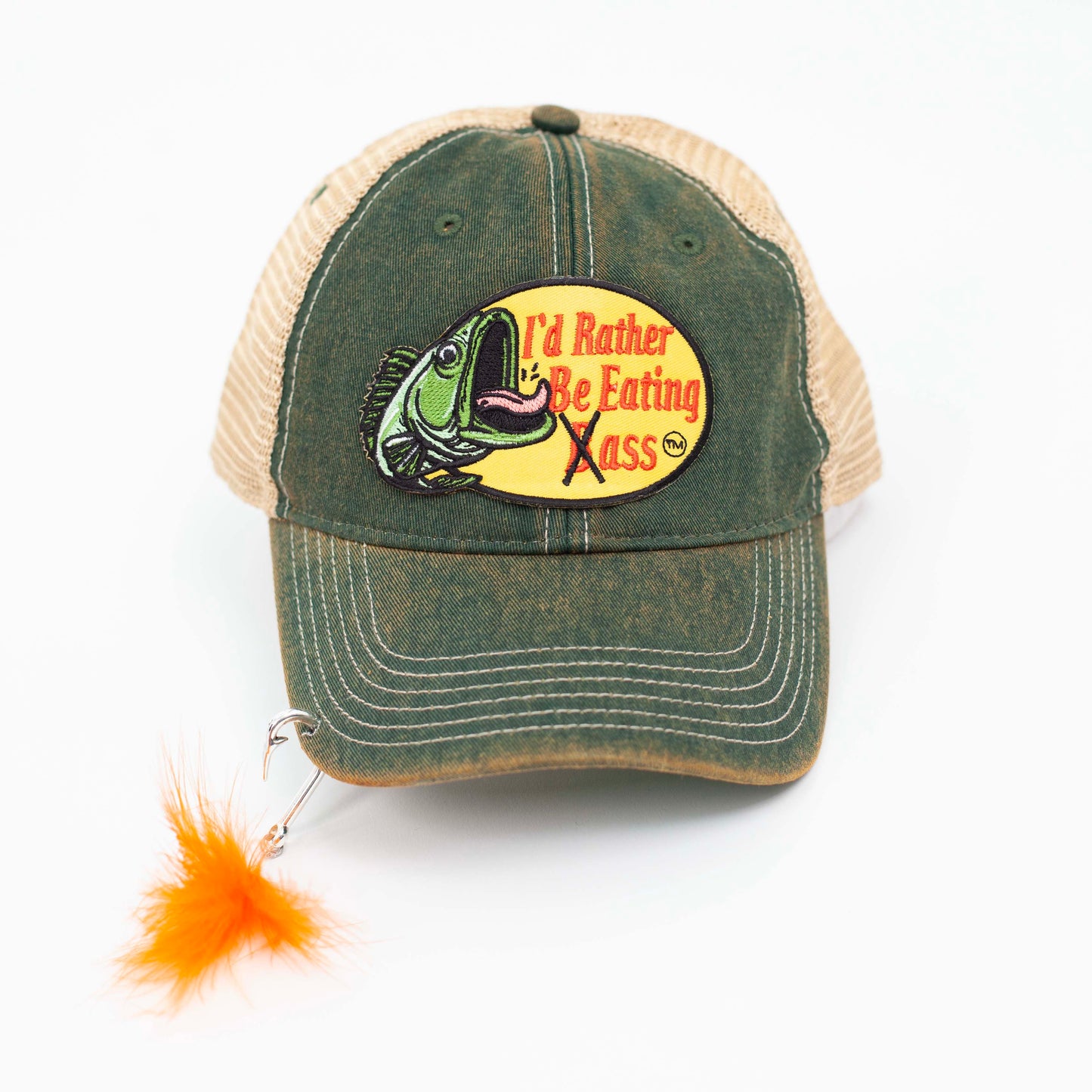 I'D RATHER BE EATING BASS FISH HOOK CAP
