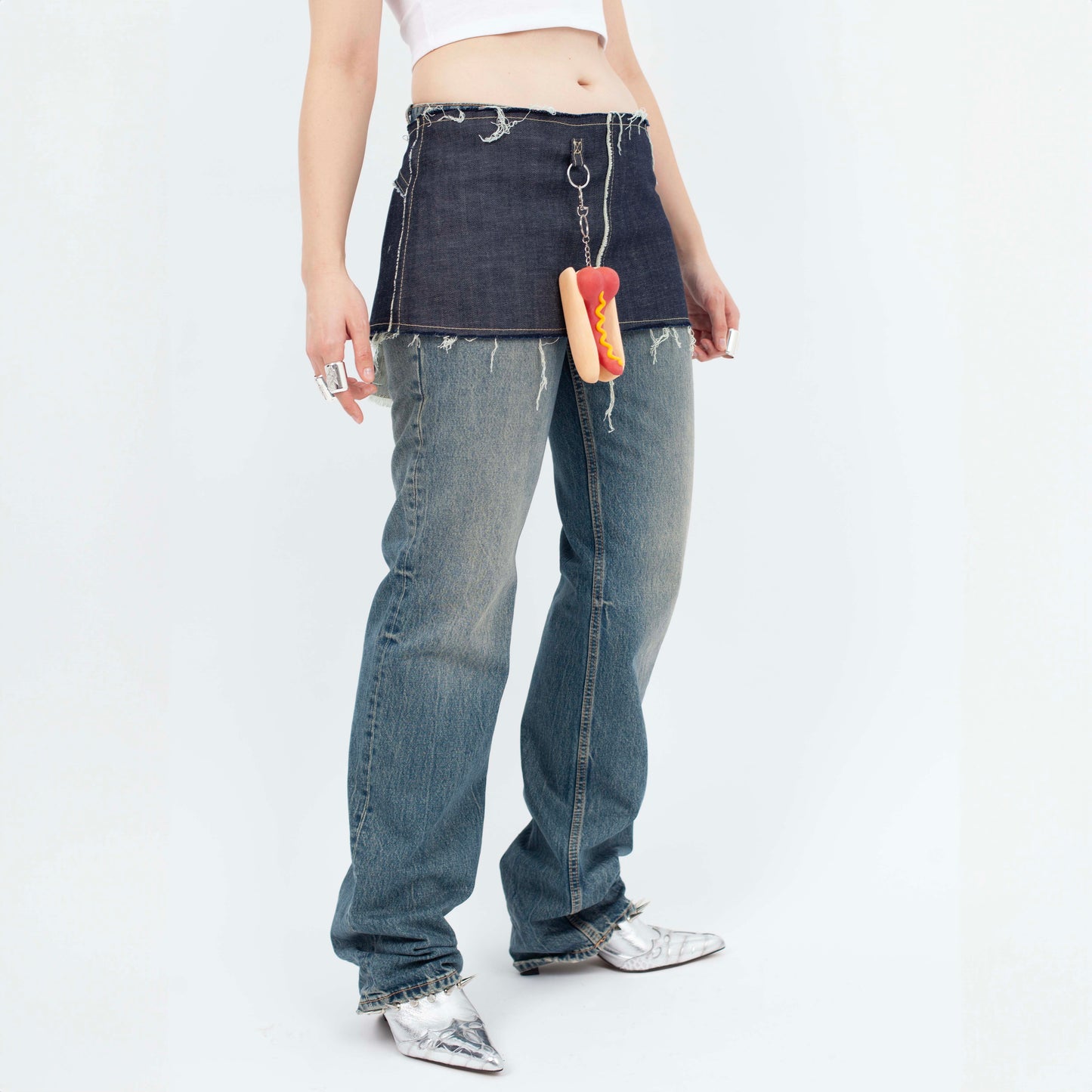 ASSLESS DENIM APRON SKIRT