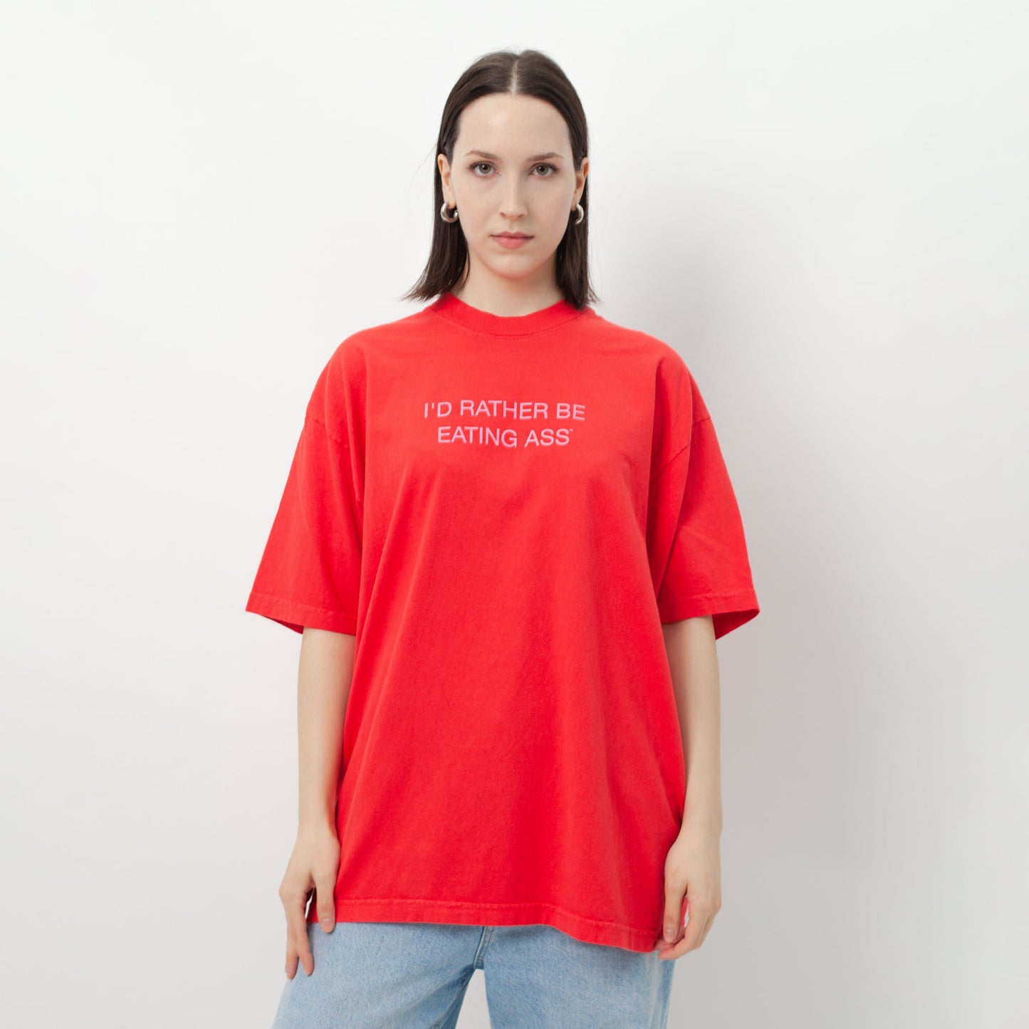 I'D RATHER BE EATING ASS OVERSIZED T-SHIRT - RED