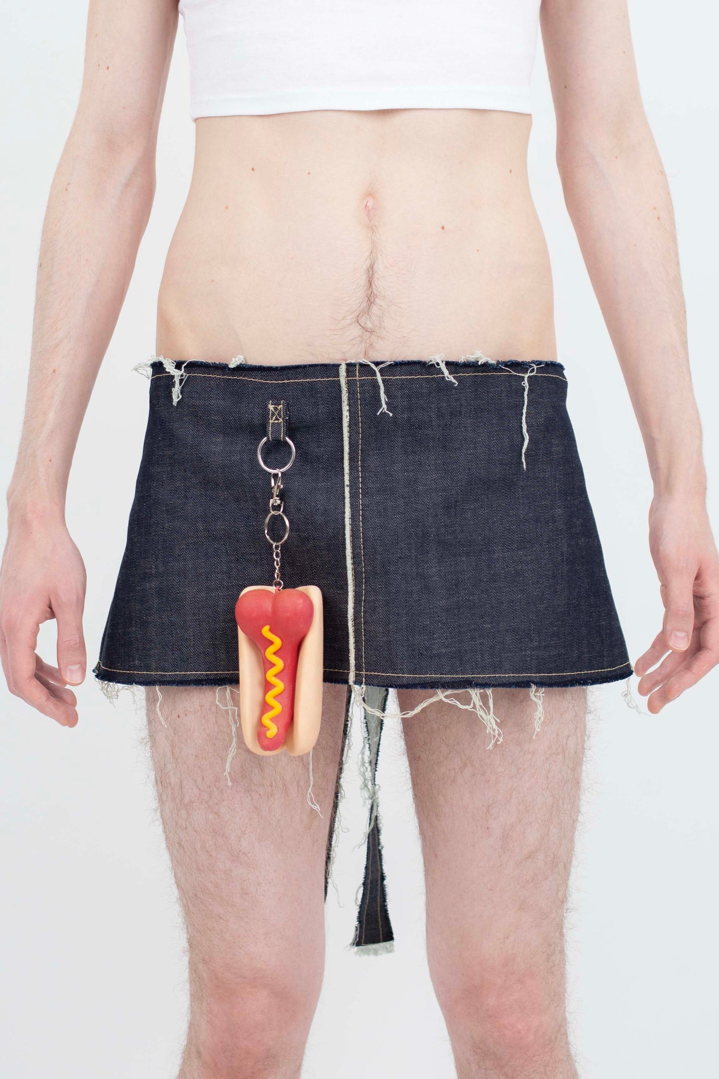 ASSLESS DENIM APRON SKIRT