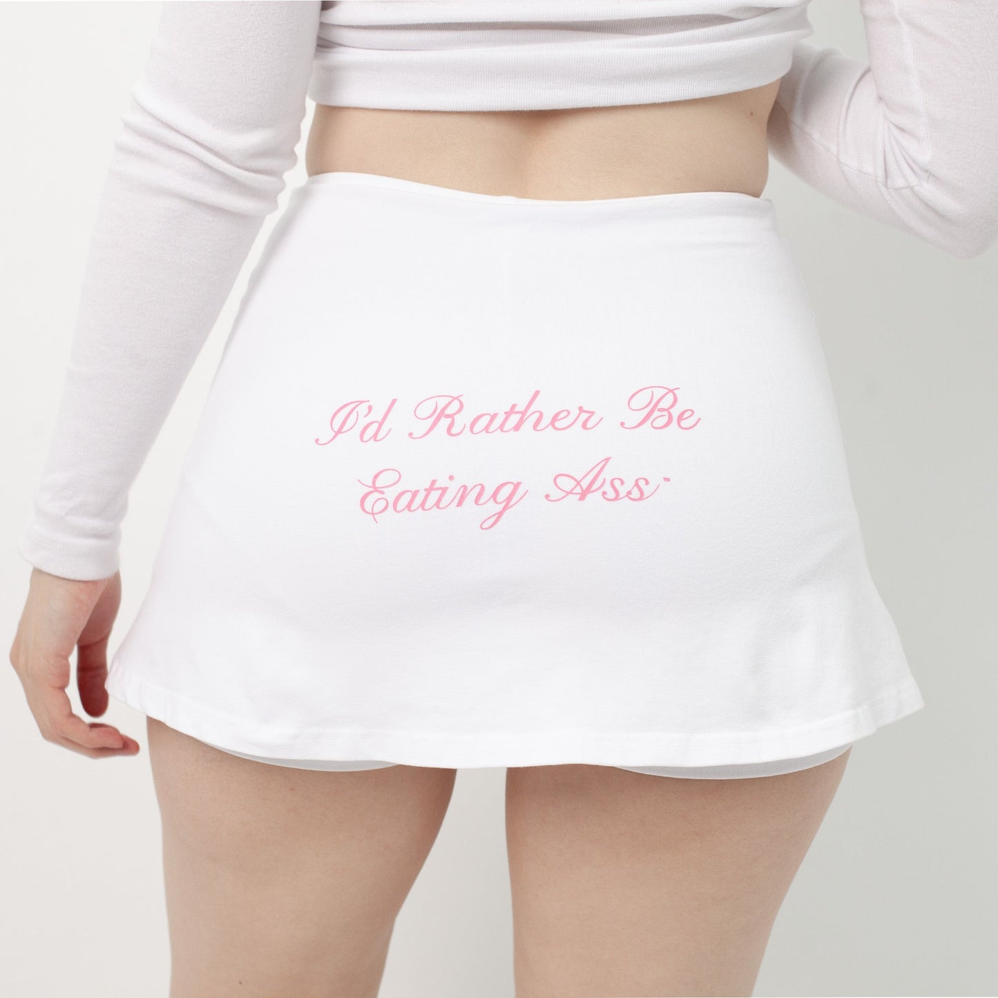 I'D RATHER BE EATING ASS CURSIVE MINI SKORT