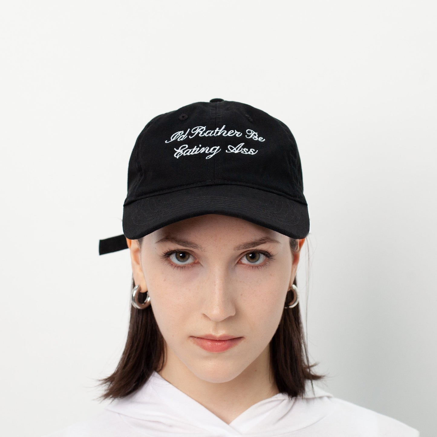 I'D RATHER BE EATING ASS CURSIVE BASEBALL CAP