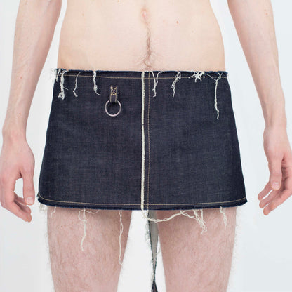 ASSLESS DENIM APRON SKIRT