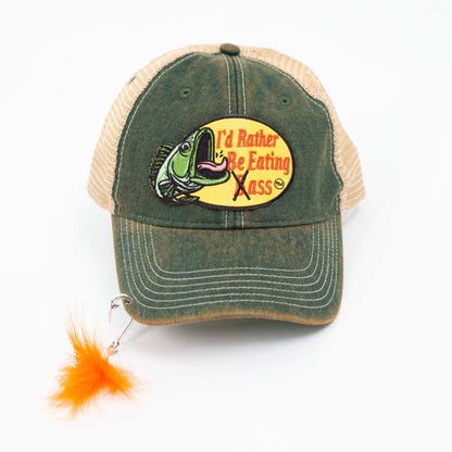 I'D RATHER BE EATING BASS FISH HOOK CAP