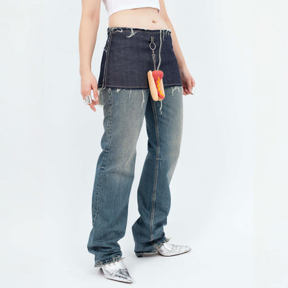 ASSLESS DENIM APRON SKIRT