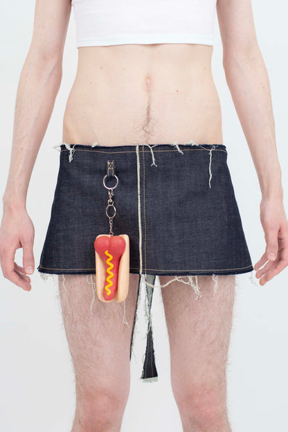ASSLESS DENIM APRON SKIRT