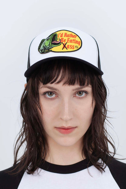 I'D RATHER BE EATING BASS TRUCKER CAP