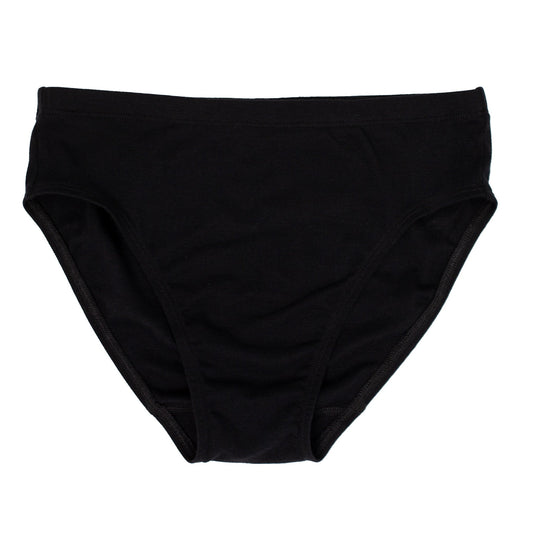 I'D RATHER BE EATING ASS CURSIVE BRIEF front, laid flat: plain black cotton brief