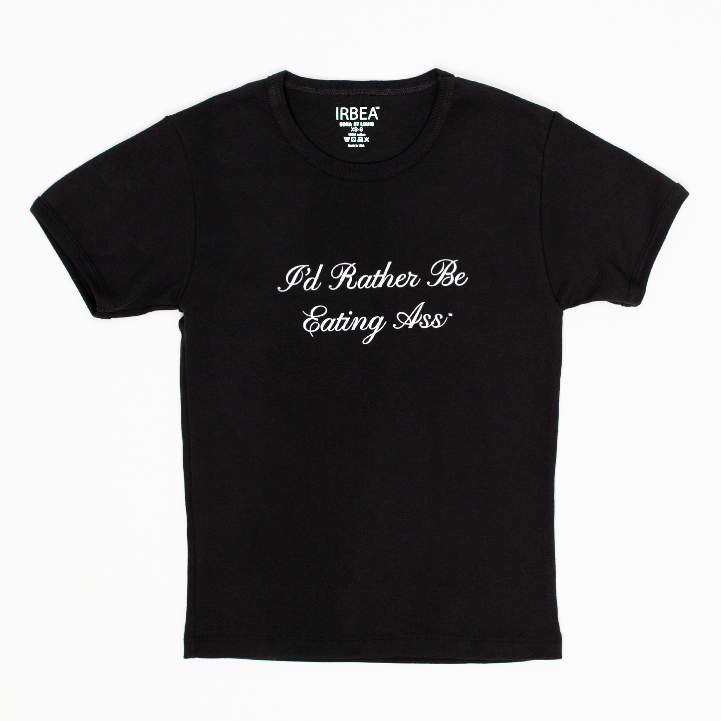 I'D RATHER BE EATING ASS CURSIVE BABY TEE