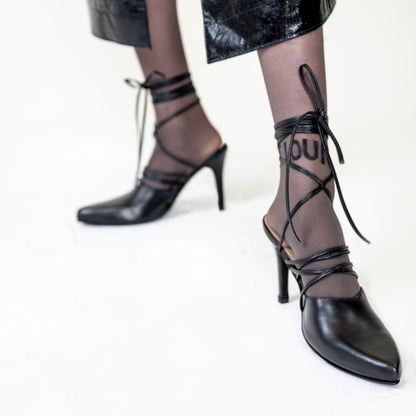 LACE-UP MULES